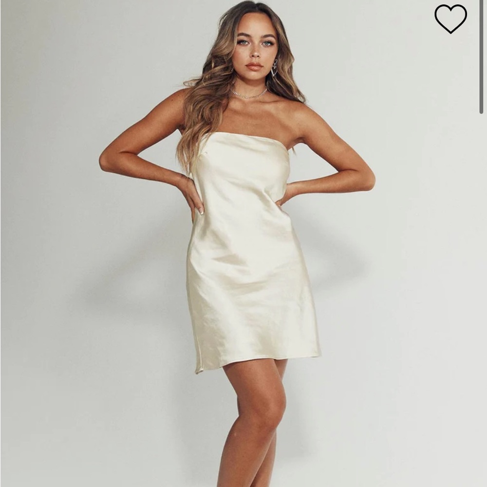 Holiday gold strapless dress